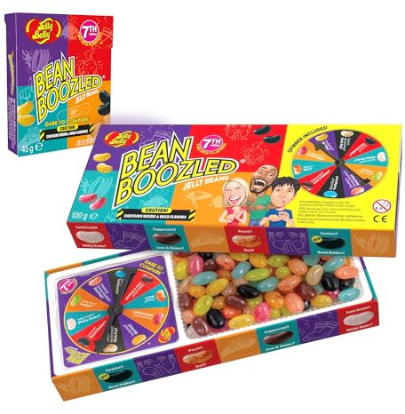 Jelly Belly Bean Boozled (100g) + Flip Box (45g) – Süßigkeiten Spaß mit Glücksrad - Jelly Beans eklig & lecker 7. Generation - Extremes Spiel für Mutige – 20 klassische & verrückte Candys
