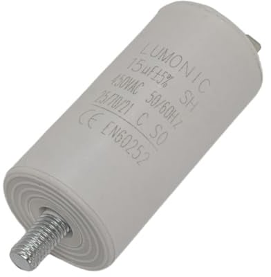 Lumonic Anlaufkondensator 15µF 450V | mit Stecker I 34x70mm I 15uF I Motorkondensator mit Kunststoffgehäuse I Betriebskondensator I für Pumpen, Rasenmäher, Werkzeuge