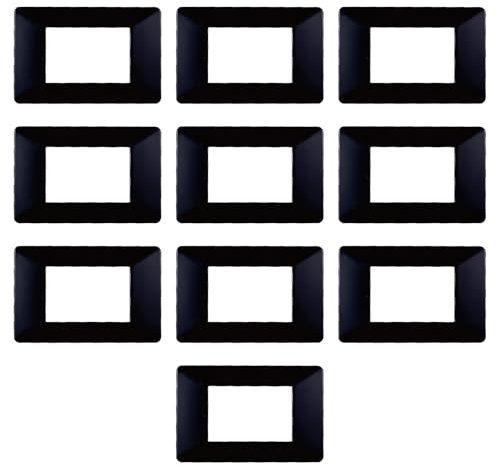 10 Placche, 3 moduli/posti, Compatibile Con Vimar Plana, colore nero nera, Placche In plastica di alta qualità, 100% compatibile con i supporti e i moduli originali