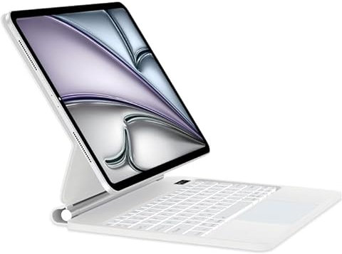 WINCHKING Magic Keyboard iPad 10 ème - Coque Clavier iPad 10eme Generation 10,9 Pouces 2022, Trackpad Multi-Touch, AZERTY Rétroéclairage 7 Couleurs, Weiß