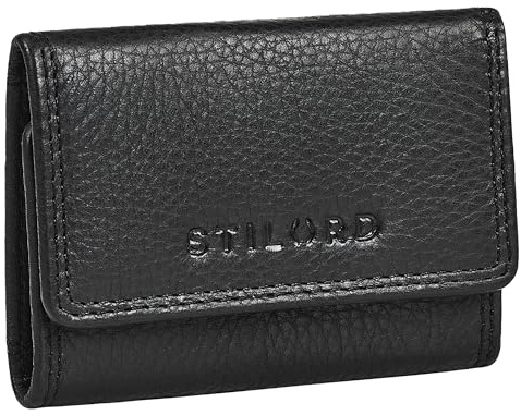 STILORD 'London' Mini Portemonnaie Damen Klein Leder Geldbörse Herren mit RFID-Schutz Geldbeutel Vintage Portmonee Echtleder - ideale Größe für Hosentasche & Handtasche, Farbe:schwarz