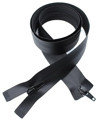 Cerniera zip spalmata antivento idrorepellente divisibile altezza 3 cm lunghezza 80 cm nero catena 6 cursore singolo - doppio giubbotti giacca gilet (DOPPIO CURSORE)
