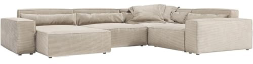 DELIFE Wohnlandschaft Sirpio XL Cord Beige 360x260 cm Recamiere variabel