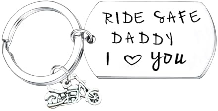 Tihnvk Ride Safe Schlüsselanhänger für Vater, Biker, Geschenk zum Vatertag, Fahrer, Schlüsselanhänger für Papa von Tochter, Sohn, Motorrad, Weihnachten, Geburtstag, Geschenke für Papa