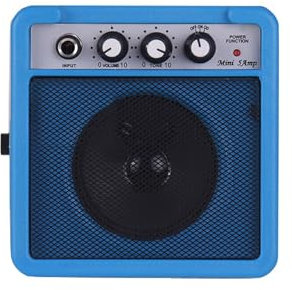 Drfeify Mini Amplificatore per Chitarra Portatile 5W con Overdrive per Acustici/e Chitarristi, Design Leggero e Compatto, Supporta L'impostazione del Volume - Nero (BLUE)