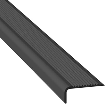 Schwarze PVC L-förmige Treppenkantenkantenverkleidung - rutschfeste selbstklebende Stufenkante für Innen- und Außenbereich Holztreppen Terrassendielen 4 m Schutz