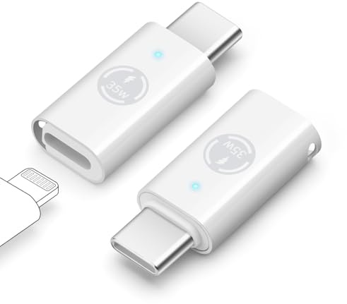 BORLTER CLAMP Adaptateur Lightning vers USB-C avec PD35W 2 pièces, Prend en Charge la Charge PD et QC et Le Transfert de données, pour iPhone 17/16/15, Galaxy et Autres appareils de Type C