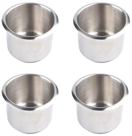 Kopinma 4 Pcs Universal Marine Boat Cup Holder, 68x55mm Stainless Steel Drop-in Cup Drink Holder, Silver Poker Table Drink Holder, Car Cup Holder Insert for Poker Table Couch