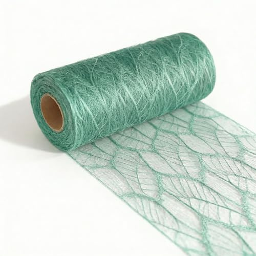 Serviettenshop Tischläufer Nature Line Eukalyptus grün (15cm x 15m) – Filigranes Dekovlies, festliches Tischband für Hochzeit, Kommunion, Konfirmation, Geburtstag, Taufe, Jute-Optik, zuschneidbar