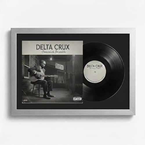 K-Möbel Schallplatten Rahmen Silber 40x60cm 2er Set mit schwarzem Passepartout - Made in Germany - Vinylrahmen aus Echtholz für die Vinyl - UV-geschütztes Passepartout aus 100% Alpha-Zellulose