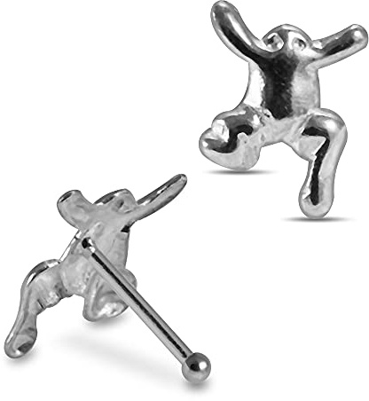 Monster Piercing Ebene springen Frosch Top 22 Gauge 925 Sterling Silber Nase Knochen Stud Piercing
