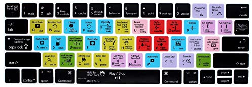 HRH After Effects Shortcuts Hotkey Silicone Keyboard Cover Skin for MacBook New Pro with Touch Bar 13 Inch and 15 Inch(A2159/A1989/A1706,A1990/A1707) 2019 2018 2016 2017 Release US Version