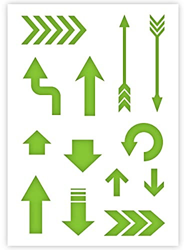QBIX Pfeil Schablone - Richtung Form - A5 Größe - wiederverwendbare DIY zum Malen