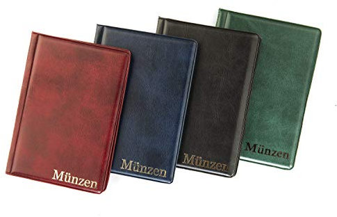 MC. Sammler Münzalbum Taschenalbum Sammelalbum für 96 Stück 2 Euro Münzen Aufbewahrung (Rot) Münzenalbum