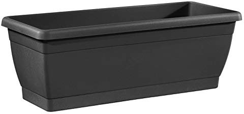 TABOR TOOLS Jardinière rectangulaire en plastique avec soucoupe intégrée pour intérieur et extérieur Noir 39 cm