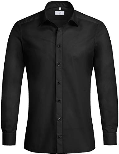 GREIFF Größe 35/36 Corporate Wear Basic Herren Hemd Slim Fit Langarm Schwarz Modell 6720 1120