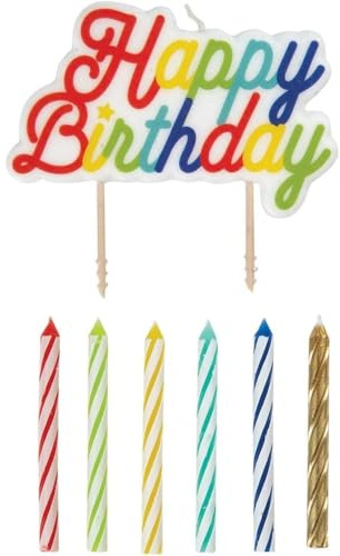 Unique 19979 Party 19979-Large Happy Pick Spiral Birthday Candles, Pack of 12,7.5 cm