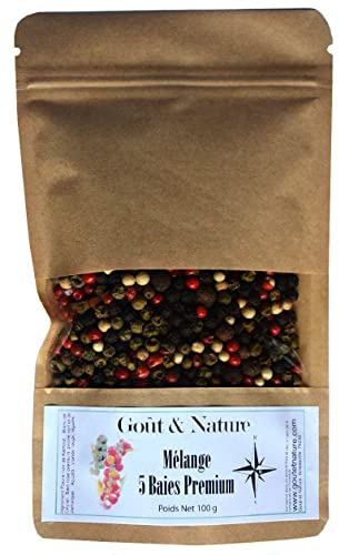 Mélange 5 Baies 100 g – Kampot, Sri Lanka, Inde, Baies roses et Jamaïque