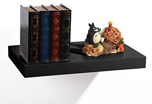 EUGAD Wandregal Schweberegal Wandboard Bücherregal Hängeregal Hochglanzoberfläche DVD CD Regal Holzbrett für Schlafzimmer Wohnzimmer Küche und Flur Schwarz breit 30cm 0089QJ