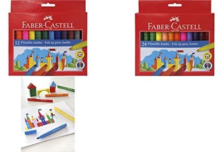 FABER-CASTELL Faserschreiber Jumbo - 12 Farben sortiert; Packungsinhalt: 12 Farben