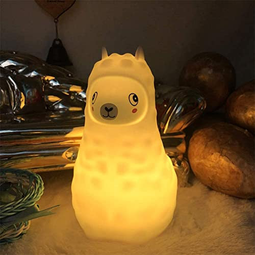 Tianhaixing Alpaka Nachtlicht für Kinder, Farbwechsel LED Kinderzimmerlampe mit Interner Wiederaufladbarer Akuu Hergestellt aus BPA-freiem Silikon, Touch-Steuerung und Fernbedienung