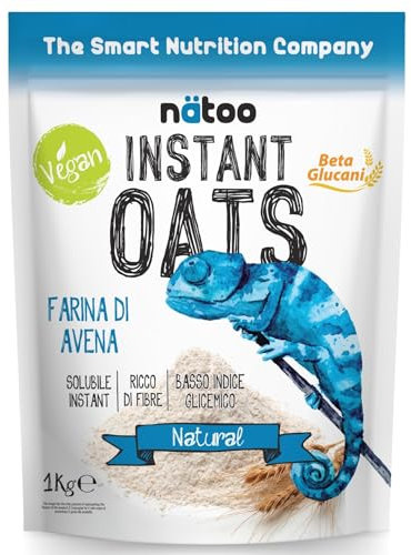 NÄTOO Farina di Avena Aromatizzata, 1 kg, Ideale per Pancake Proteici, Instant Oats, Avena Istantanea Gusto Neutro