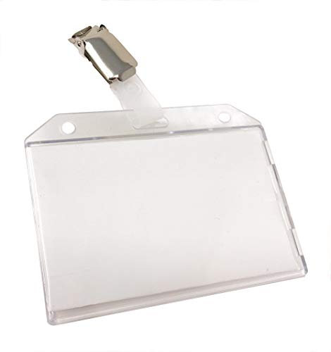 Vetrineinrete® Porta badge 12 pezzi in plastica rigida trasparente con clip cartellino portabiglietti orizzontale 90x55 mm M73