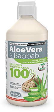 Forhans - PURO Aloe Vera e Baobab - Integratore Alimentare 100% Succo e Polpa di Aloe Vera, Depurativo, Digestivo, per Regolarità Intestinale, Difese Immunitarie, Gusto Naturale, Flacone da 1 litro