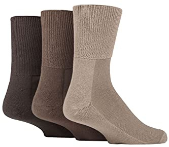 3 Pairs IOMI SockShop Extra Wide BAMBOO Diabetic Socks/Swollen (Brown Mix, 9-11 UK 43-45 EU)