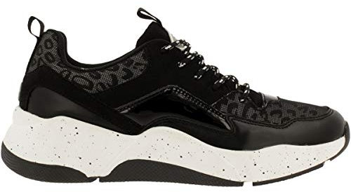 BULLBOXER Damen Low Top Sneaker, Frauen Halbschuh,Strassenschuh,Schnürschuh,Sportschuh,Wedge-Sneaker,Keil-Absatz,Freizeit,Schwarz,37 EU / 4 UK