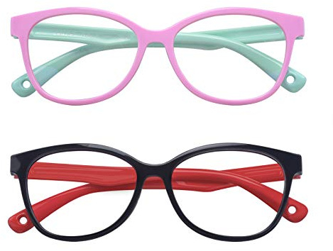 Outray 2 Pack Kids Blue Light Blocking Glasses Square Eyeglasses Frame Anti Blue Ray Computer Game Glasses