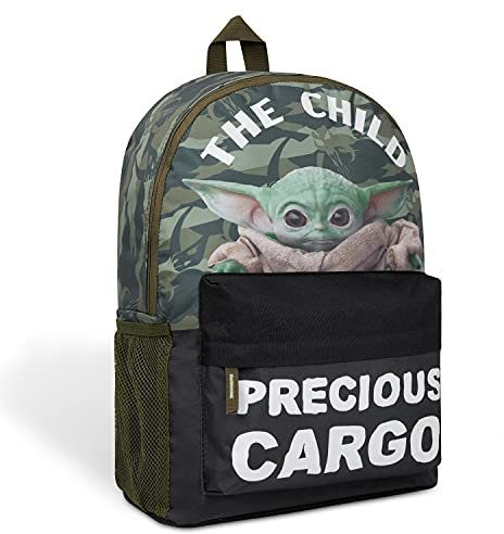 The Mandalorian Rucksack Kinder Jungen, Rucksack Schule, Star Wars Geschenke Jungen und Teenager (Grün Camo)