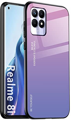 DOINK Funda de Vidrio Degradado para el Realme 8i / Narzo50 (4G), Carcasa de Cristal Templado y TPU Silicona - Color 2