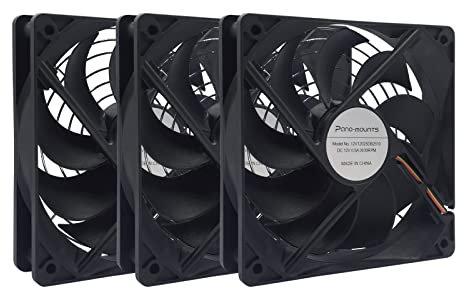 3-Pack 120mm 12V DC High Airflow Computer PC Case Fan 120x120x25mm Triple 3Pin 4.72inch Dual Ball Bearing Brushless Exhaust Cooling Fan for Mining Rig Frame Rack Air Miner PSU with Metal Guard 3000RPM