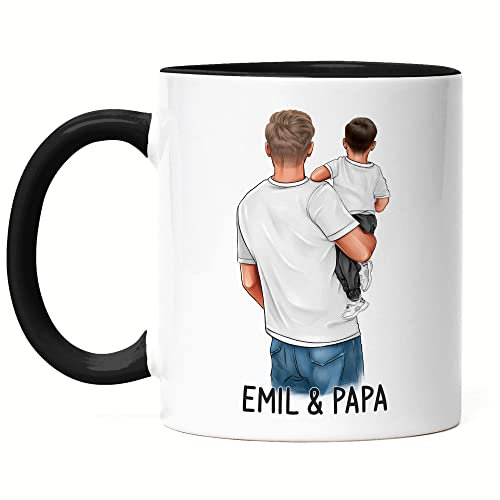 Kiddle-Design Père Fils Tasse Noire Cadeau Fête des Pères Personnalisé Papa Enfants Bébé Fils Cadeau Pères Fête des Pères Anniversaire