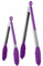 U-Taste 315℃ Ensemble de pinces de cuisson résistantes à la chaleur avec embouts en caoutchouc antiadhésif fermement scellés et poignée en acier inoxydable revêtue de silicone (23/30 cm, Violet)