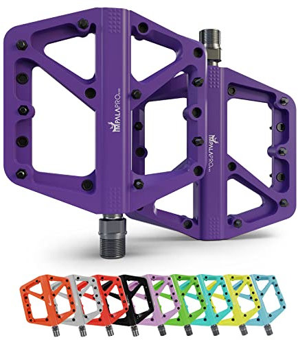 IMPALAPRO - Pedali MTB Flat In Nylon Asse 9/16 Universali Sealed Cuscinetto - Pedali Bici Antiscivolo - Pedali Bici Corsa - Pedali BMX - Pedali Bicicletta - Pedali Flat Mtb (Viola)