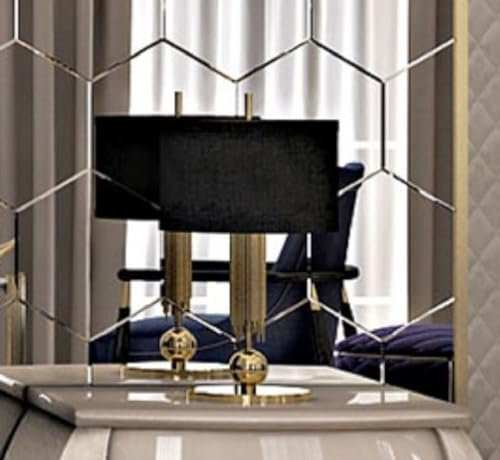 Casa Padrino Luxus Tischleuchte Gold/Schwarz Ø 30 x H. 40 cm - Metall Schreibtischleuchte mit rundem Lampenschirm - Luxus Leuchten - Luxus Möbel - Luxus Interior