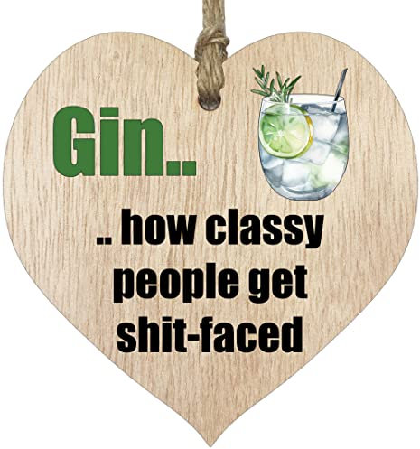 Hanging Wooden Heart Sign Plaque for Gin Lovers - Gifts for Women - Light Wood Hearts Signs, Thank You Gifts, Friendship Plaque, Best Friend Birthday, Christmas, Bridesmaid Gift