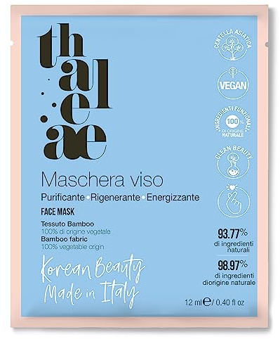 THALEAE, 6 Maschere Viso da 12 ml, Face Mask Realizzata con il 98,97% di Ingredienti Naturali, Con Funzione Purificante Rigenerante ed Energizzante, Ideale per Pelli di Ogni Età e Tipo, Made in Italy