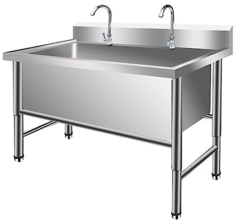 TRGCJGH Freistehende Edelstahl-Spüle, Allzweckspüle, industrielle Garagenspüle, kommerzielle Spüle, für Restaurant, Werkstatt (120 x 70 x 80 cm tief)