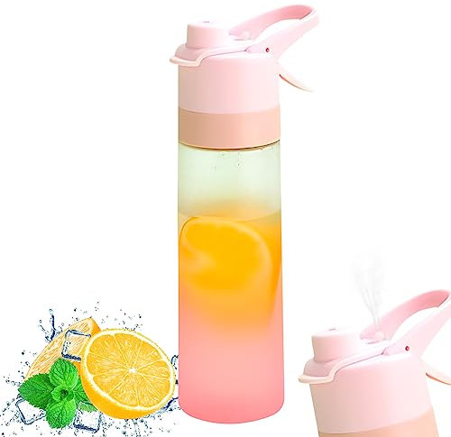 FZQBEY Bouteille d'eau brumisante 650 ml avec brumisateur, Bouteille d'eau Sans BPA, Plastique Gourde Reutilisable pour extérieure, Cyclisme, Escalade, Randonnée, Alpinisme, Camping, Gym (Rose)