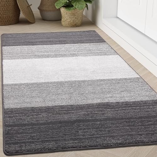 Homaxy Door Mats Indoor, Machine Washable Soft Doormats, Dirt Trapper Super Absorbent Entrance Rug, Non-slip Floor Mats For Inside, Front Back Door, Pets and Dogs (90 X 150 cm, Grey)