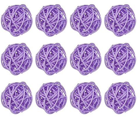 sourcing map 20 Stück Rattan Deko Dekokugel Rattankugeln, 3 mm Korbweide Rattan Kugeln Wicker Ball Wellensittich Spielzeug Vogelspielzeug für Vasenfüller Hochzeit, Hellviolett