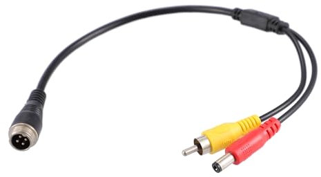 A ABSOPRO Car Camera Adapter M12 4-Pin Male to RCA AV DC Male Connector