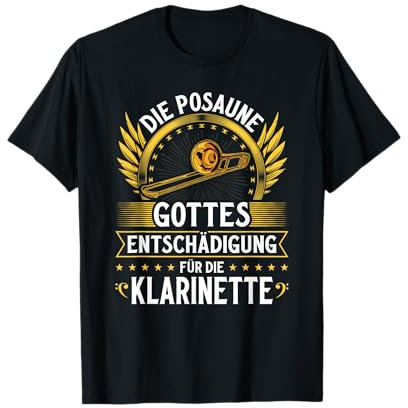 Geschenke Blasmusik Shop - Posaune Entschädigung, Blasmusik Festival Posaunist T-Shirt, Schwarz, S, Unisex, Kurzarm, Klassisch, Herbst