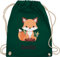 Turnbeutel Rucksack - Süßer Fuchs Geschenk mit Name personalisiert I Wildtiere I Raubtier I Fox - Unisize - Dunkelgrün - kita beutel schul sporttasche füchslein fuchsmotiv stoffbeutel dem