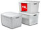 astor24 PREMIUM 3er XXL Set Aufbewahrungsbox Korb mit Deckel Organizer Ideal für Büro, Kleiderschrank, Schrank, Küche & Haushalt (Weiß, 3er Set 19 Liter)