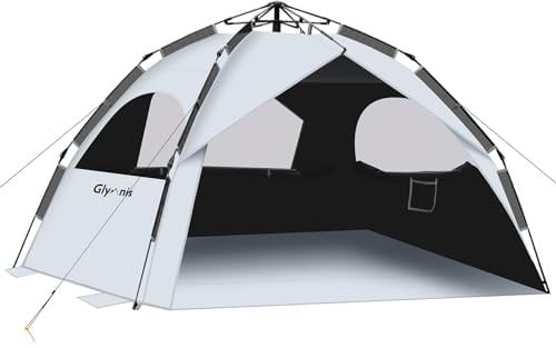 Glymnis Strandmuschel Quick Up Strandzelt Automatisches Strand Zelt UV-Schutz 80+ Windschutz kleines Packmaß Blau Strandzelt für 4 bis 6 Personen