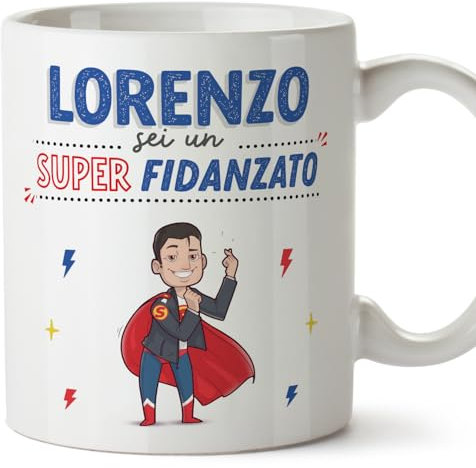 Mugffins Tazza Personalizzata in ceramica per FIDANZATO 11 oz / 350 ml - In italiano - Sei Super! - Idea regalo per compleanno, anniversario, natale